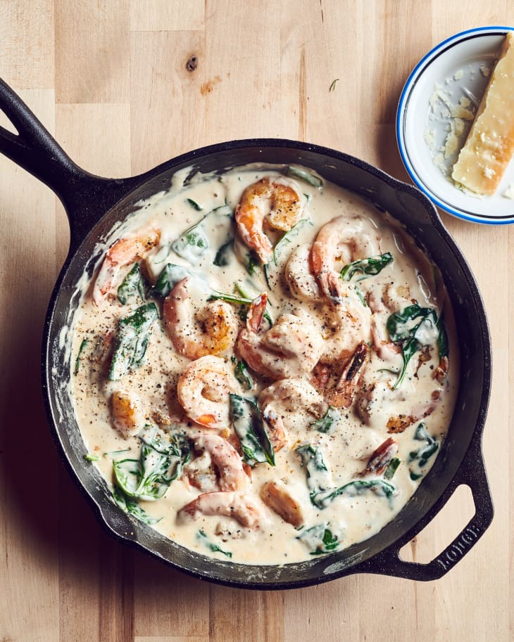 Creamy Shrimp and Spinach Alfredo Sauce | The Kitchn